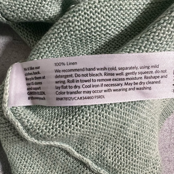 Eileen Fisher Top Womens Absinthe Linen Jersey Long Sleeve Crew Neck PM - Picture 8 of 8
